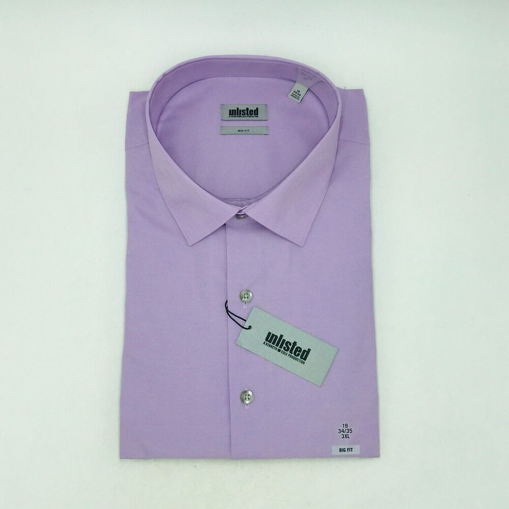 Unlisted Kenneth Cole Men's 34/35 Dress Shirt Purple Big Fit Button Up NWT CI25